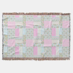 Hübsch Pink Blue Dog Rose Imitate Patchwork Decke