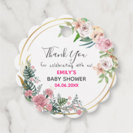 Hübsch Pink Blumenstrauß Dankeschön Kinderdusche Geschenkanhänger