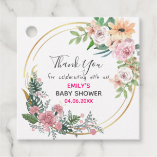 Hübsch Pink Blumenstrauß Dankeschön Kinderdusche Geschenkanhänger