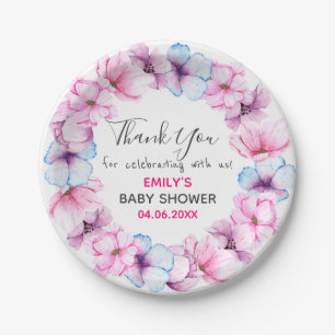 Hübsch Pink Blumenstrauß Dankeschön Kinderdusche Pappteller