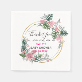 Hübsch Pink Blumenstrauß Dankeschön Kinderdusche Serviette