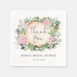 Hübsch Pink Blush Blume Grünes Brautparty Serviette