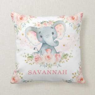 Hübsch Pink Blush Elephant Baby Girl Kinderzimmer Kissen