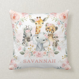 Hübsch Pink Blush Jungle Safari Animals Baby Girl Kissen