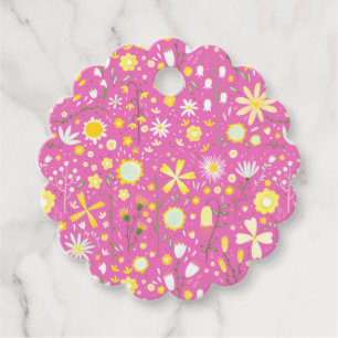 Hübsch Pink Botanische Wildblume Floral Gefälligke Geschenkanhänger