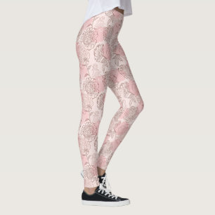 Hübsch Pink Brown Floral Leggings