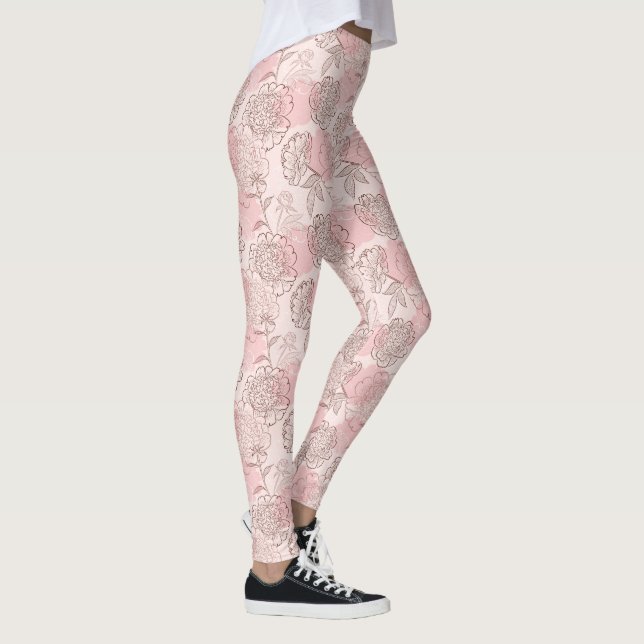 Hübsch Pink Brown Floral Leggings (Rechts)