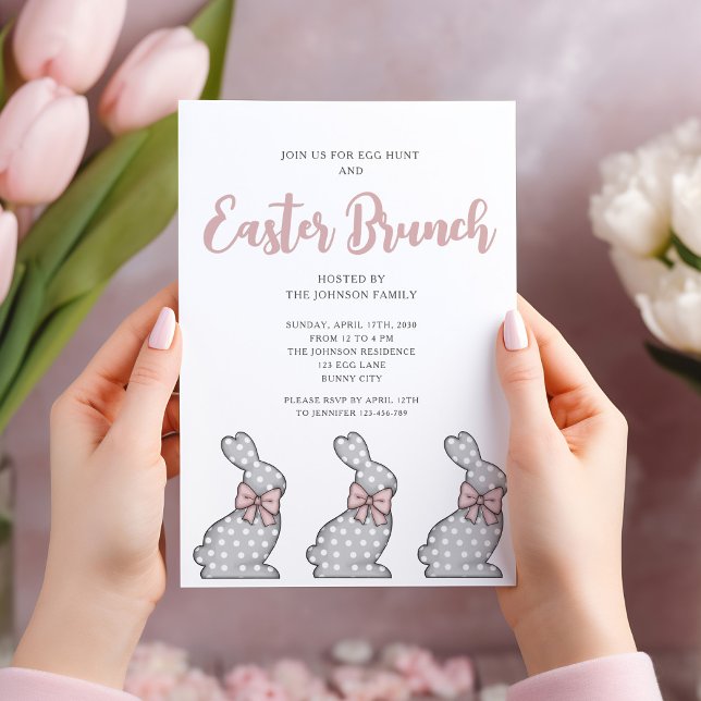 Hübsch Pink Bunny Oaster Brunch Einladung (Pretty Pink Bunny Easter Brunch Invitation)