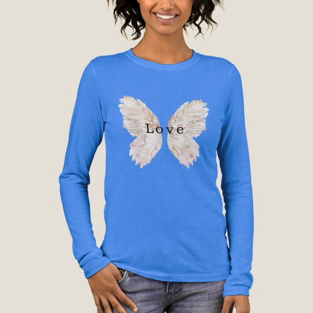 Hübsch Pink Butterfly Flügel Tri-Blend Shirt (Vorderseite)