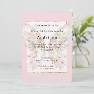Hübsch Pink Butterfly Gold Glitzy Frame Geburtstag Einladung