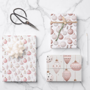 Hübsch Pink Christmas Baubles Geschenkpapier Set