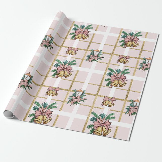Hübsch Pink Christmas Bells Geschenkpapier (Ungerollt)