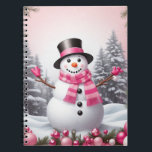 Hübsch Pink Christmas Snowman Scene Notizblock<br><div class="desc">Hübsch Pink Christmas Snowman Scene</div>
