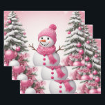 Hübsch Pink Christmas Snowman & Trees Geschenkpapier Set<br><div class="desc">Hübsch Pink Christmas Snowman & Trees</div>