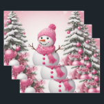 Hübsch Pink Christmas Snowman & Trees Geschenkpapier Set<br><div class="desc">Hübsch Pink Christmas Snowman & Trees</div>