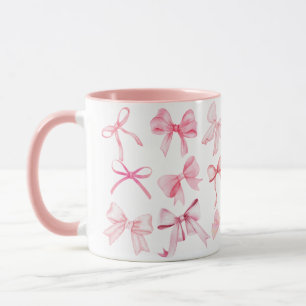 Hübsch Pink Coquette Girly Bow Print Tasse