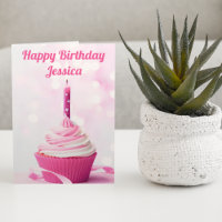 Hübsch Pink Cupcake Foto Custom Happy Birthday