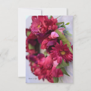 Hübsch Pink Daisy & Tulip Wreath Mitteilungskarte