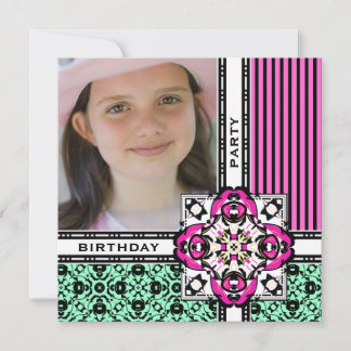 Hübsch Pink Damask Geburtstagsparty Einladungen