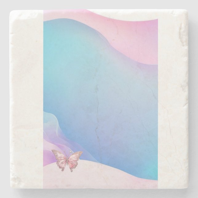 Hübsch Pink Diamonte Butterfly Stone Untersetzer (Vorderseite)