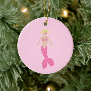 Hübsch Pink Fantasy Mermaid Custom Christmas Keramik Ornament