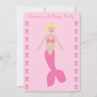 Hübsch Pink Fantasy Mermaid Custom Geburtstag Einladung