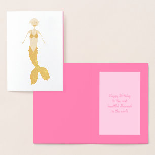 Hübsch Pink Fantasy Mermaid Custom Geburtstag Folienkarte