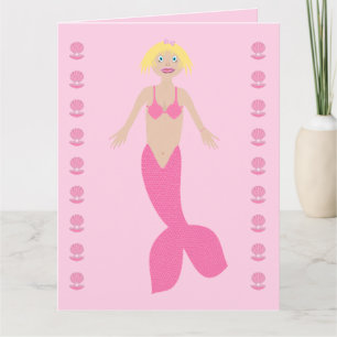Hübsch Pink Fantasy Mermaid Custom Geburtstag Karte