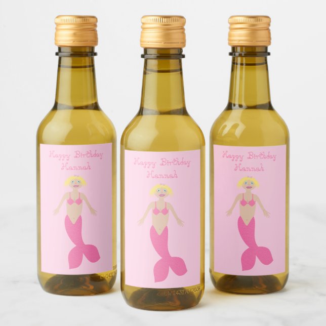 Hübsch Pink Fantasy Mermaid Custom Weinetikett (Flaschen)