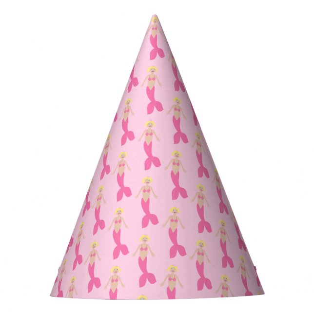 Hübsch Pink Fantasy Mermaid Gemustert Partyhütchen (Vorderseite)