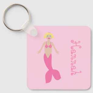 Hübsch Pink Fantasy Mermaid Individuelle Name Schlüsselanhänger