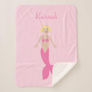 Hübsch Pink Fantasy Mermaid Individuelle Name Sherpadecke