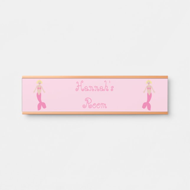 Hübsch Pink Fantasy Mermaid Individuelle Name Türschild (Vorderseite )