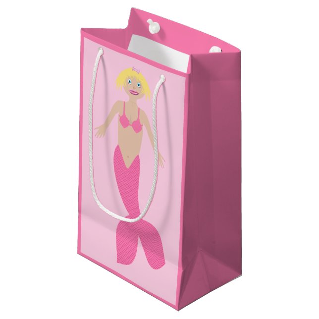 Hübsch Pink Fantasy Mermaid Kleine Geschenktüte (Vorderseite Schrägansicht)