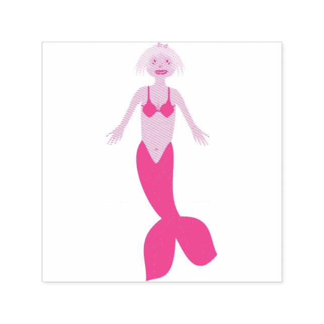 Hübsch Pink Fantasy Mermaid Permastempel (Design)