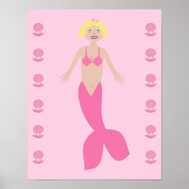 Hübsch Pink Fantasy Mermaid Poster (Vorne)