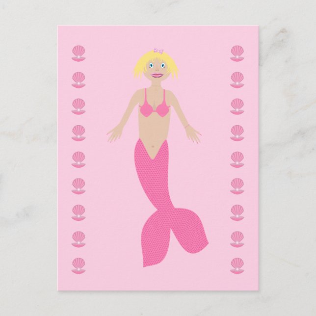 Hübsch Pink Fantasy Mermaid Postkarte (Vorderseite)
