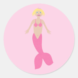 Hübsch Pink Fantasy Mermaid Runder Aufkleber
