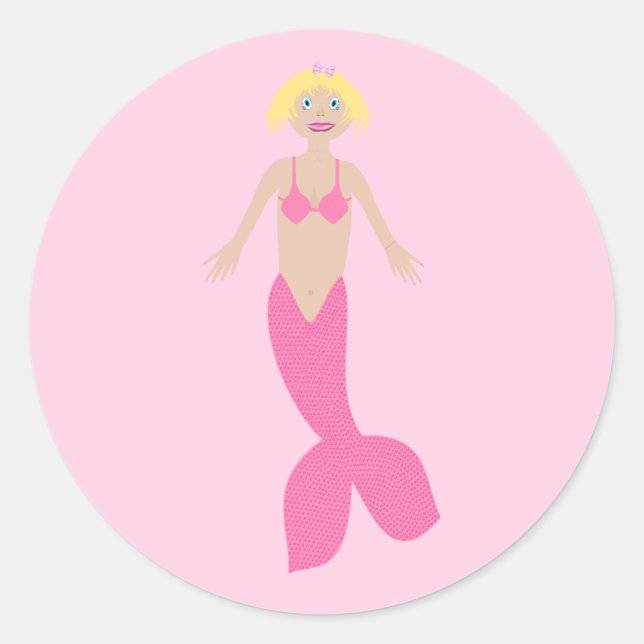 Hübsch Pink Fantasy Mermaid Runder Aufkleber (Vorderseite)