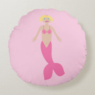 Hübsch Pink Fantasy Mermaid Rundes Kissen