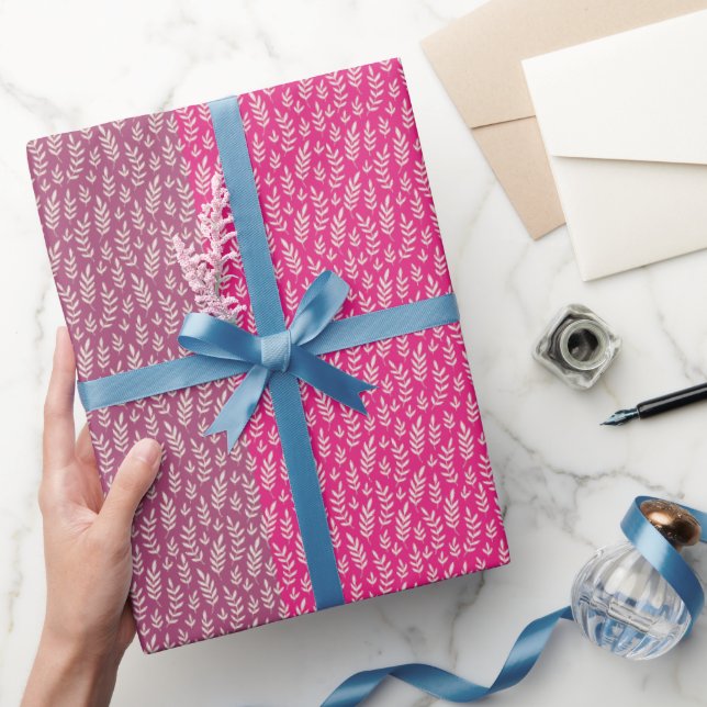 HÜBSCH PINK FARBPALETTE BOTANISCHER LEAF-PATTER GESCHENKPAPIER (Schenken)