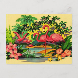 HÜBSCH PINK FLAMINGOS IN DER TROPISCHEN WALDPOSTKA POSTKARTE