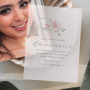 Hübsch Pink Floral 15 Jahre Geburtstag Quinceañera