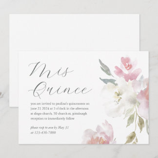 Hübsch Pink Floral 15 Jahre Geburtstag Quinceañera Einladung