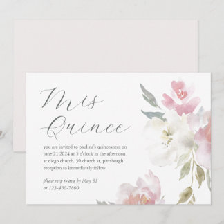 Hübsch Pink Floral 15 Jahre Geburtstag Quinceañera Einladung