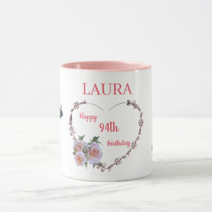 Hübsch Pink Floral 94. Geburtstag Tasse