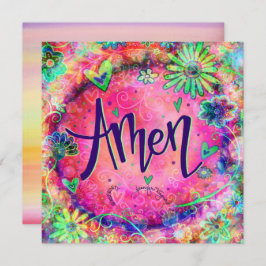 Hübsch Pink Floral Amen Glaube Inspiration Dankeskarte