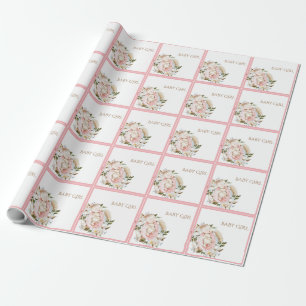 Hübsch Pink Floral Baby Girl Geschenkpapier