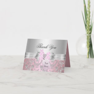 Hübsch Pink Floral & Bow Dankeschön Karte