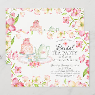 Hübsch Pink Floral Bridal Tee Party Einladung